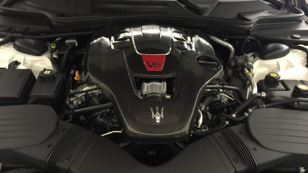 Installed Carbon Fiber Maserati Engine cover